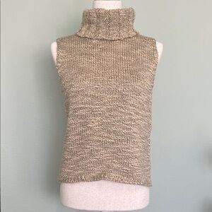 Kasper Knits Women's Tan Turtleneck Sweater Vest